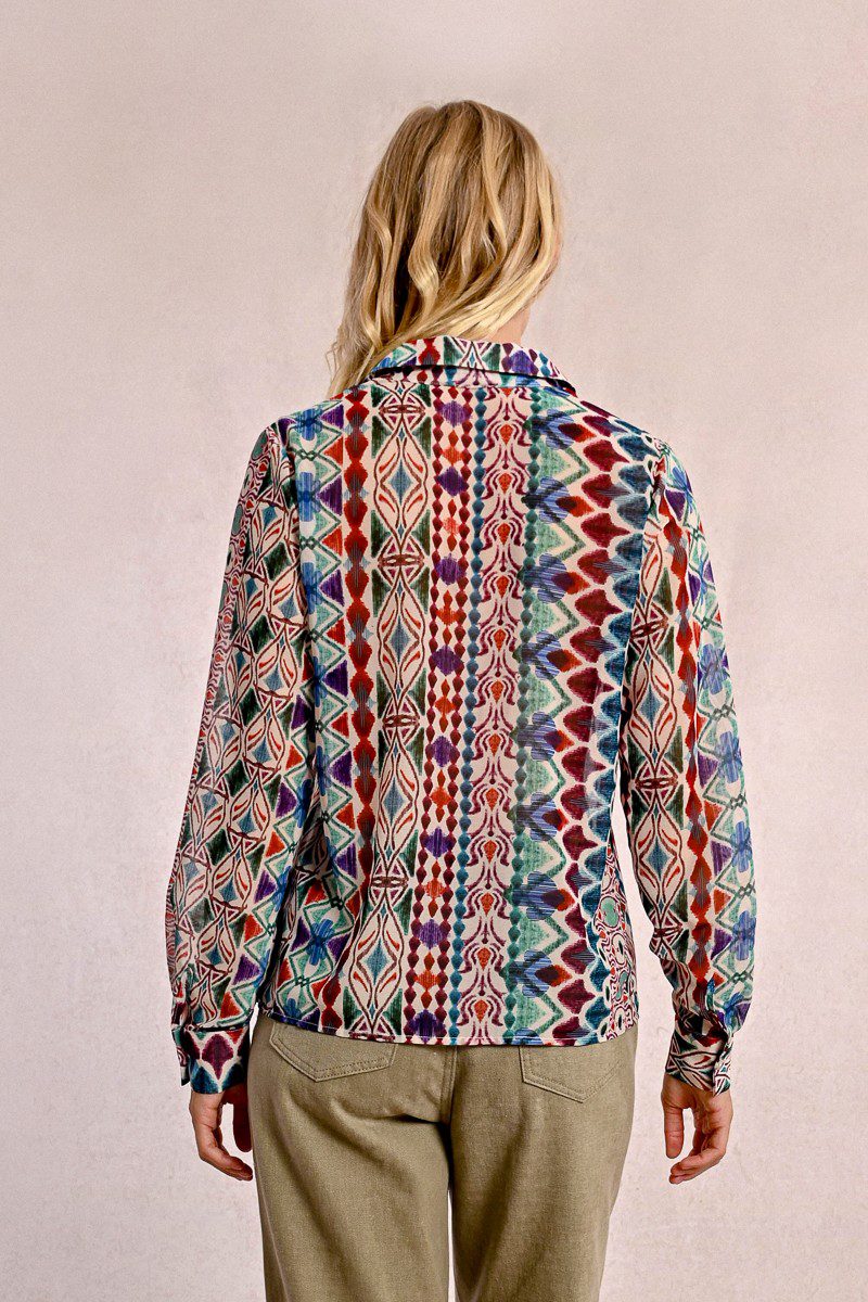 MOLLY BRACKEN Printed shirt, flap pockets